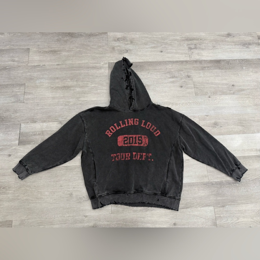 Rolling Loud Grunge Tour Festival Pullover Heavy Hoodie Distressed Men Size XL